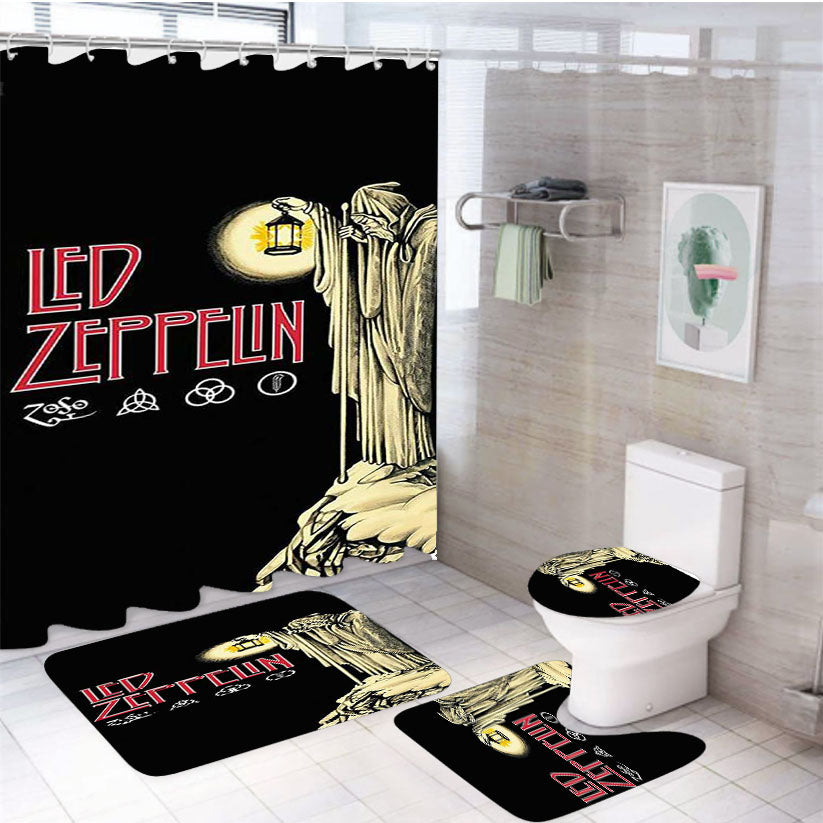 Led Zeppelin The Darkness Logo 4Pcs Bathroom Set Shower Curtain