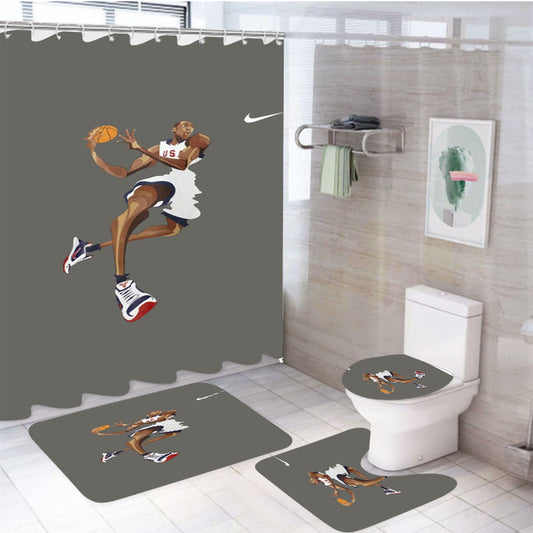 Legend Nba Slam Dunk Art 4Pcs Bathroom Set Shower Curtain