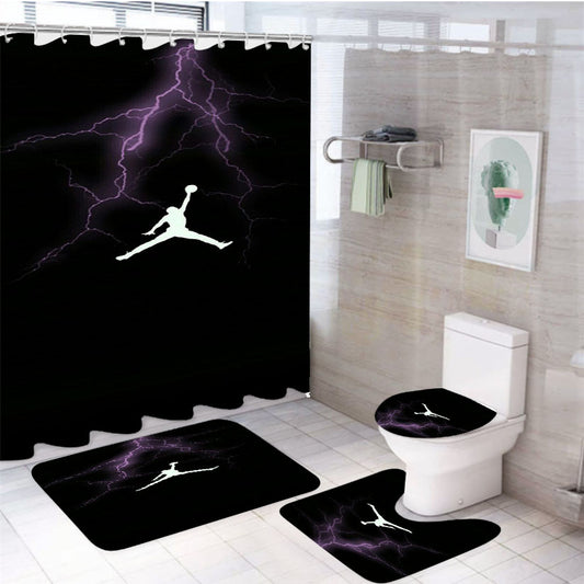 Light Storm Air Jordan  4Pcs Bathroom Set Shower Curtain