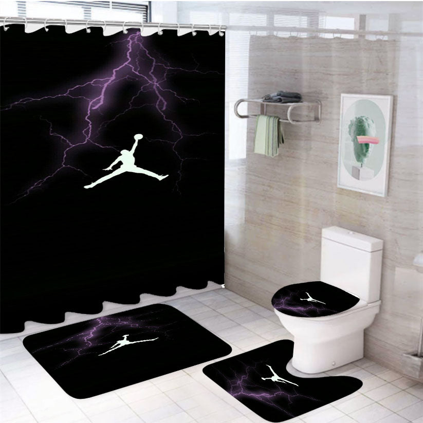 Light Storm Air Jordan Style 4Pcs Bathroom Set Shower Curtain