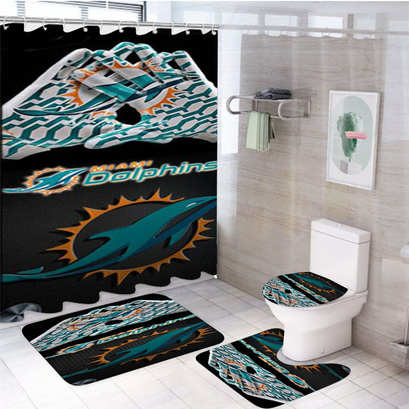 Logo Miami Dolphins 4Pcs Bathroom Set Shower Curtain