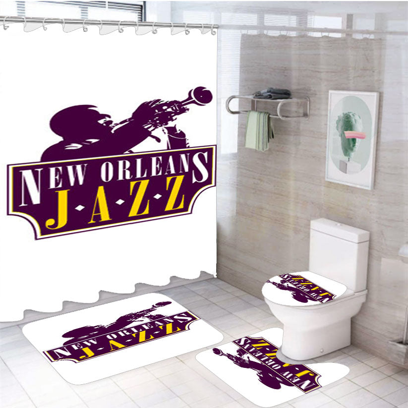Logo New Orleans Jazz 4Pcs Bathroom Set Shower Curtain