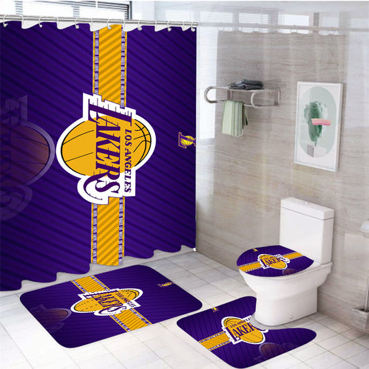 Los Ageles Lakers 4Pcs Bathroom Set Shower Curtain
