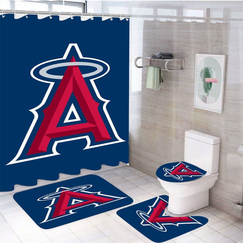 Los Angeles Angels 4Pcs Bathroom Set Shower Curtain