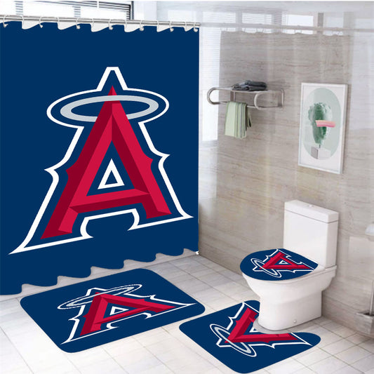 Los Angeles Angels 4Pcs Bathroom Set Shower Curtain