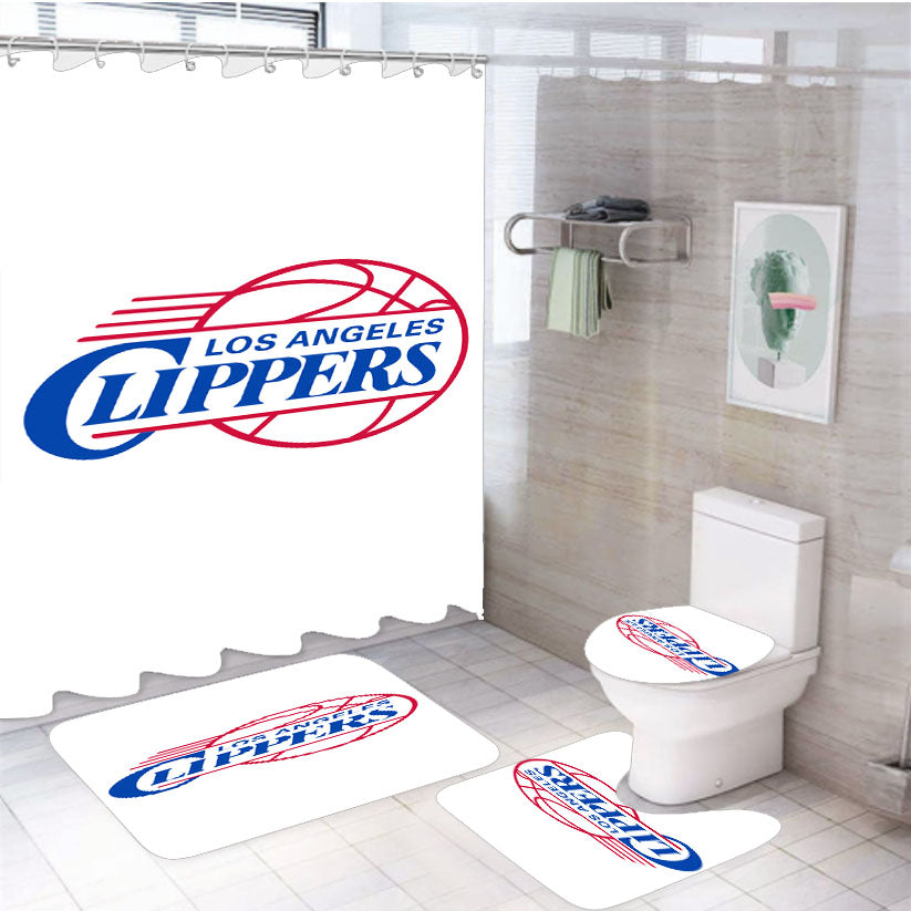 Los Angeles Clippers 4Pcs Bathroom Set Shower Curtain