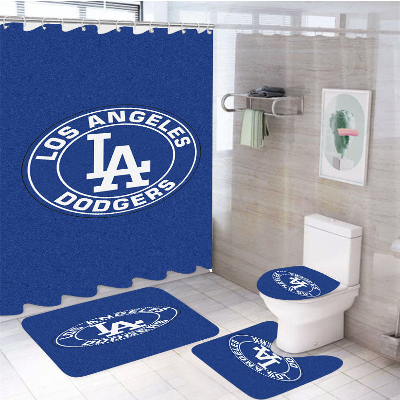 Los Angeles Dodgers 4Pcs Bathroom Set Shower Curtain