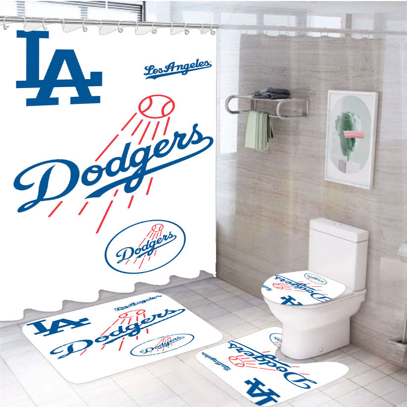 Los Angeles Dodgers All Logo 4Pcs Bathroom Set Shower Curtain