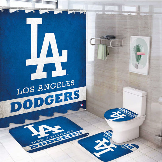 Los Angeles Dodgers Logo 4Pcs Bathroom Set Shower Curtain