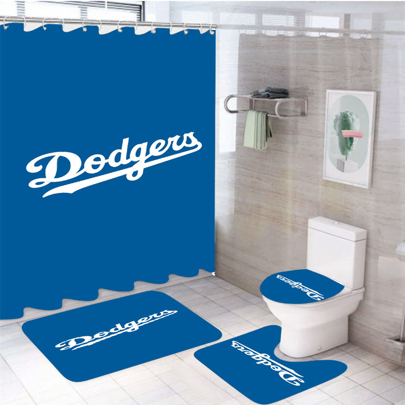 Los Angeles Dodgers Script Logo 4Pcs Bathroom Set Shower Curtain