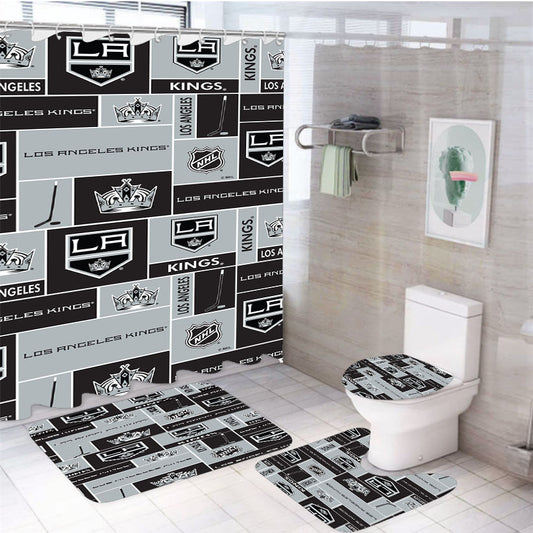 Los Angeles Kings Nhl Pattern Logo 4Pcs Bathroom Set Shower Curtain