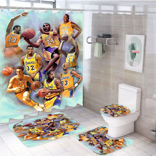 Los Angeles Laker Legends Player All The Time 4Pcs Bathroom Set Shower Curtain