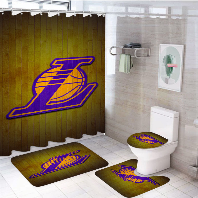 Los Angeles Lakers 2 4Pcs Bathroom Set Shower Curtain