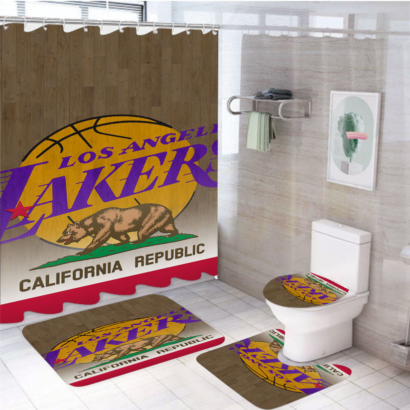 Los Angeles Lakers California Republic 4Pcs Bathroom Set Shower Curtain