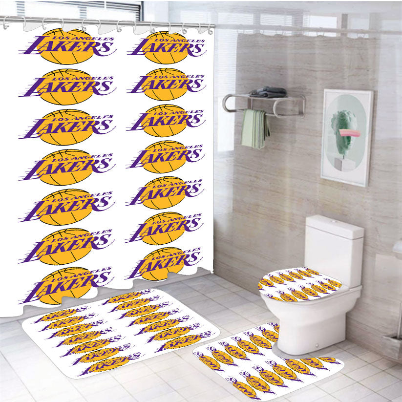 Los Angeles Lakers Logo 4Pcs Bathroom Set Shower Curtain