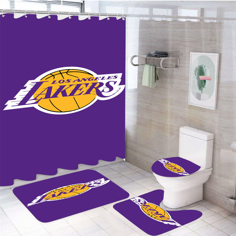 Los Angeles Lakers Logo Purple 4Pcs Bathroom Set Shower Curtain