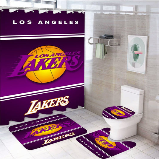 Los Angeles Lakers Nba Basketball 4Pcs Bathroom Set Shower Curtain