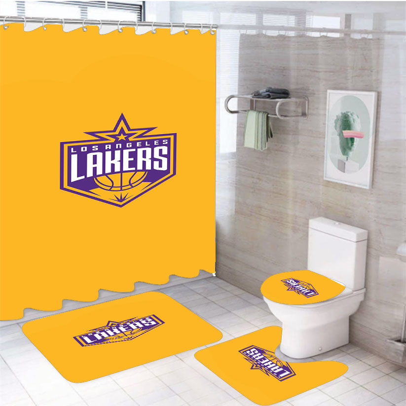 Los Angeles Lakers Orange 4Pcs Bathroom Set Shower Curtain