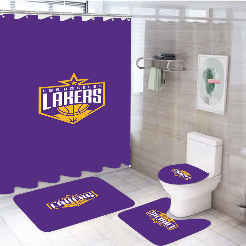 Los Angeles Lakers Purple 4Pcs Bathroom Set Shower Curtain