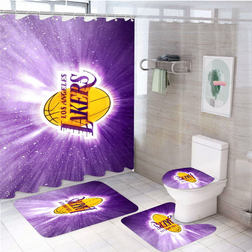 Los Angeles Lakers Purple Galaxy 4Pcs Bathroom Set Shower Curtain