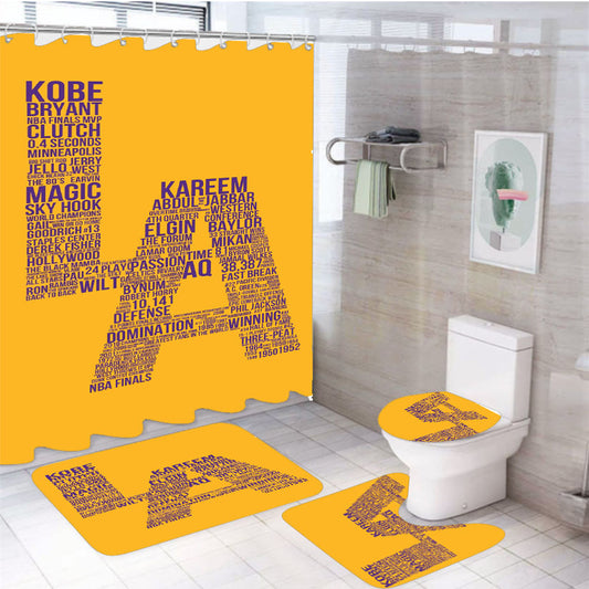 Los Angeles Lakers Typography 4Pcs Bathroom Set Shower Curtain
