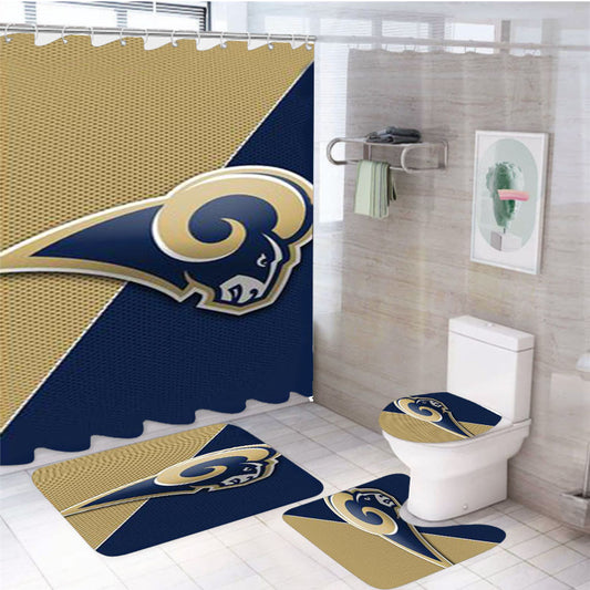 Los Angeles Rams Logo 4Pcs Bathroom Set Shower Curtain