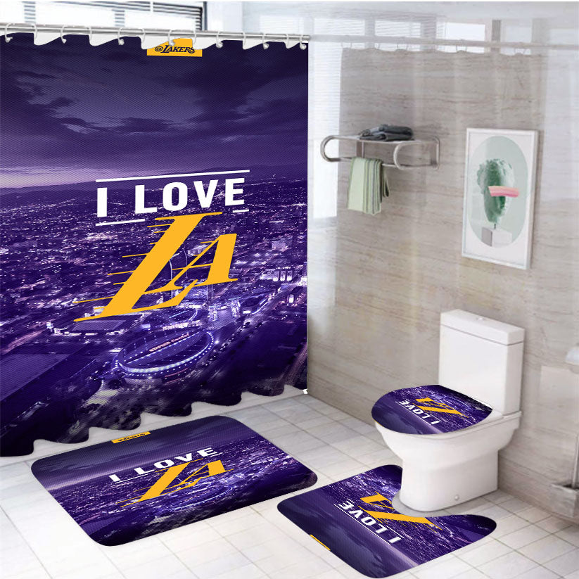 Love Los Angeles Lakers Nba Team 4Pcs Bathroom Set Shower Curtain