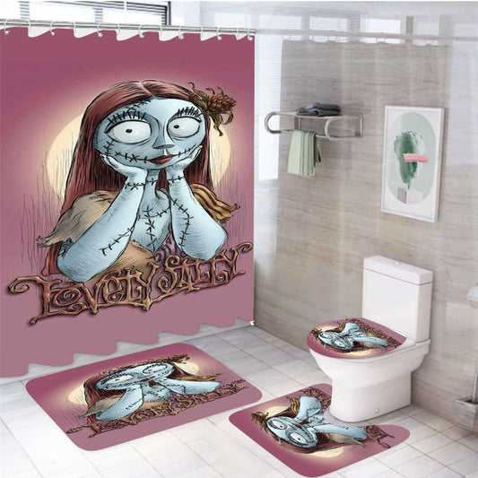 Lovely Sally The Nightmare Before Christmas 4Pcs Bathroom Set Shower Curtain