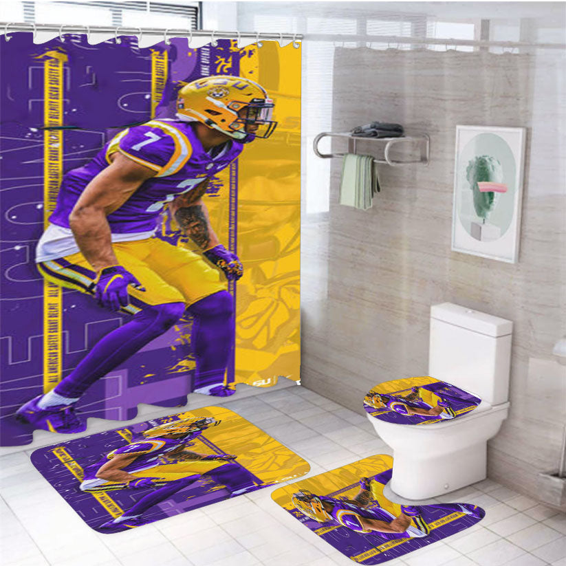 Lsu Tigers American Football 4Pcs Bathroom Set Shower Curtain