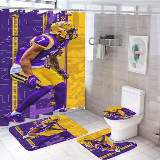 Lsu Tigers American Football 4Pcs Bathroom Set Shower Curtain
