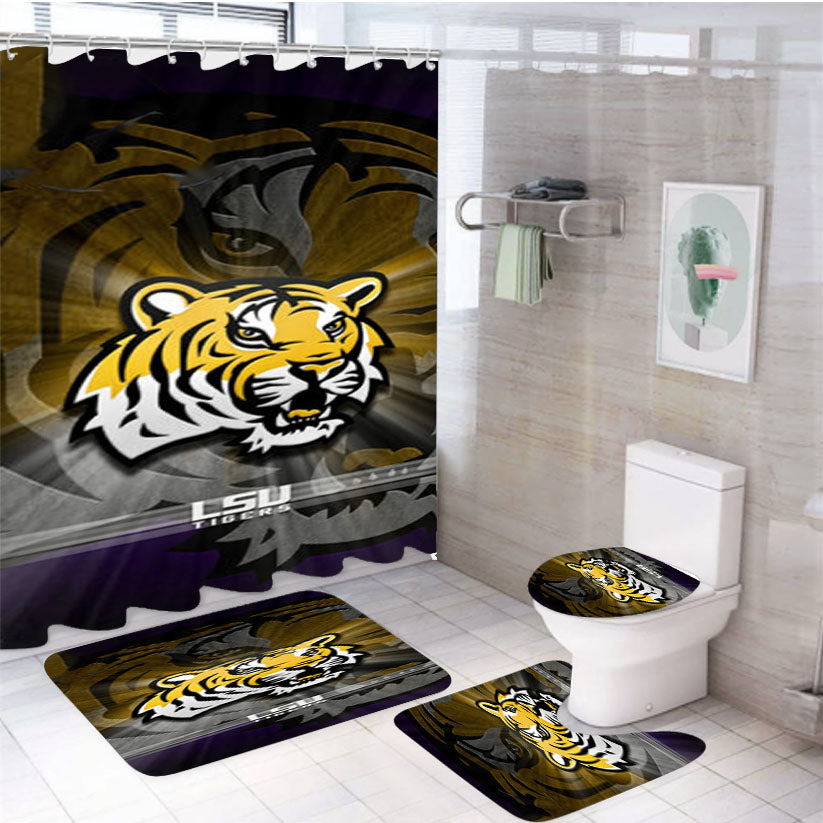 Lsu Tigers College Football 4Pcs Bathroom Set Shower Curtain