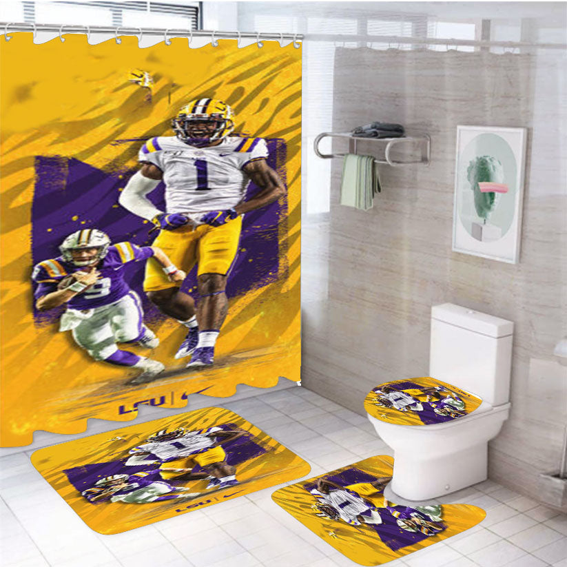 Lsu Tigers Football 4Pcs Bathroom Set Shower Curtain