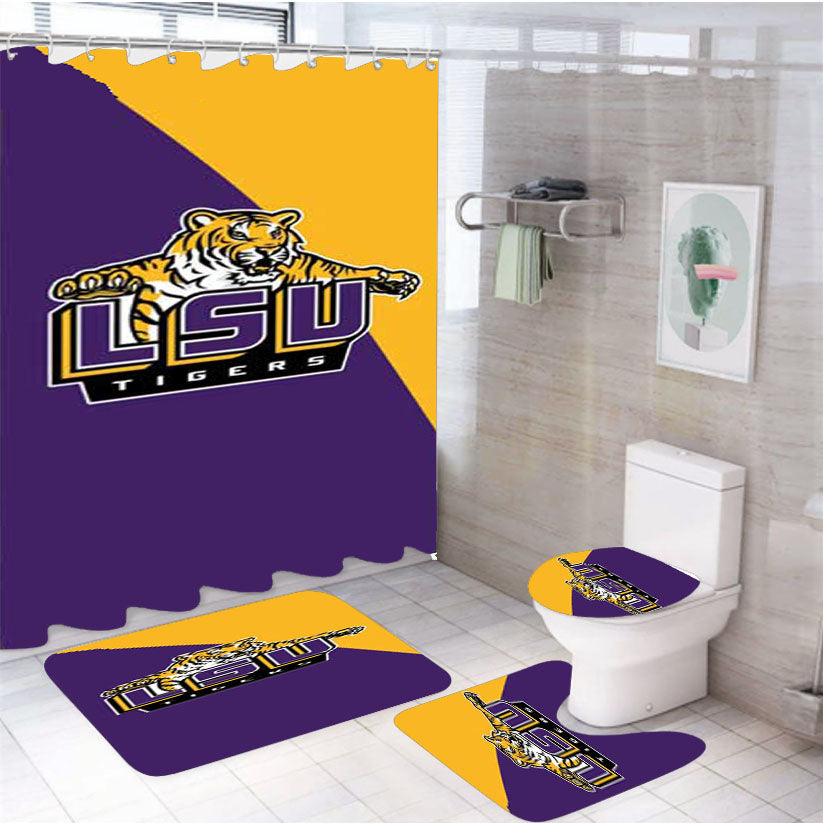 Lsu Tigers Logo 4Pcs Bathroom Set Shower Curtain