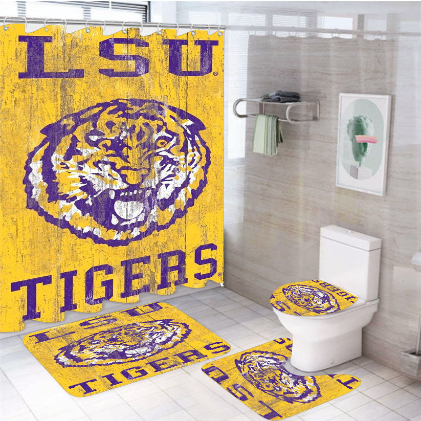 Lsu Tigers Wall Art 4Pcs Bathroom Set Shower Curtain