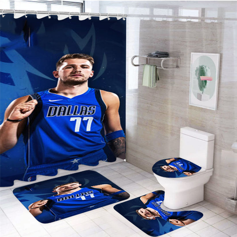 Luka Doncic Dallas Mavericks Nba 4Pcs Bathroom Set Shower Curtain