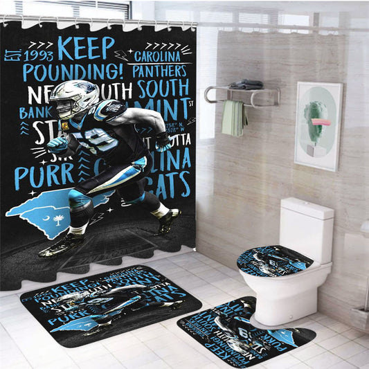 Luke Kuechly Carolina Panthers 4Pcs Bathroom Set Shower Curtain