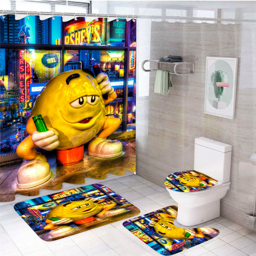 M&M'S Yellow New York  4Pcs Bathroom Set Shower Curtain