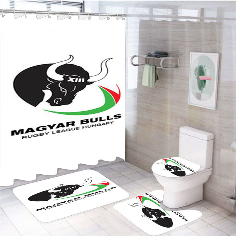 Magyar Bulls Rugby League Hungary Logo 4Pcs Bathroom Set Shower Curtain