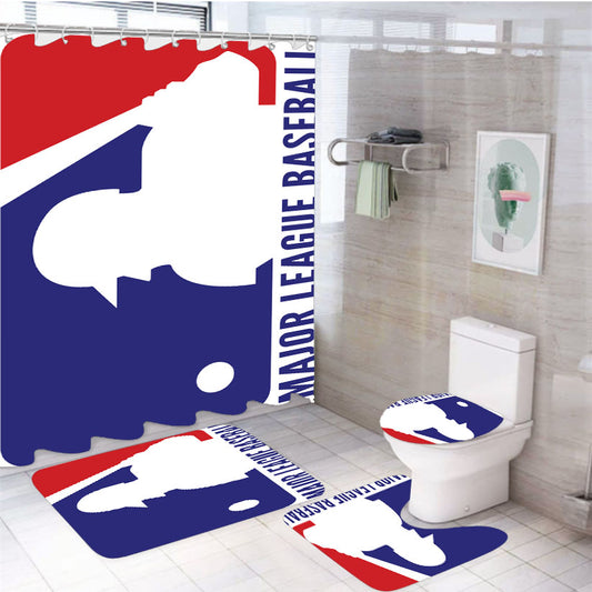 Major League Baseball 2 4Pcs Bathroom Set Shower Curtain