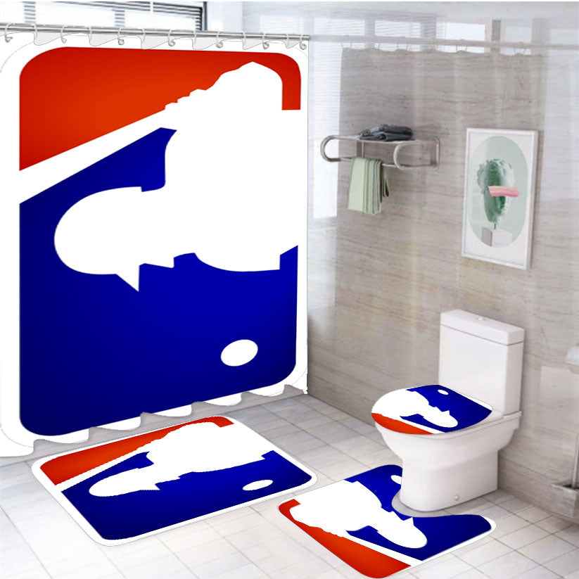 Major League Baseball Logo 4Pcs Bathroom Set Shower Curtain