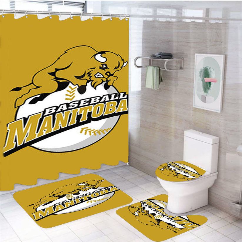 Manitoba Baseball Logo Gold 4Pcs Bathroom Set Shower Curtain