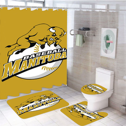 Manitoba Baseball Logo Gold 4Pcs Bathroom Set Shower Curtain