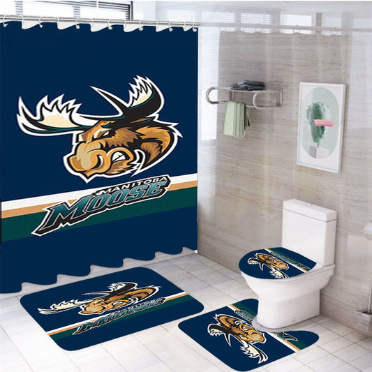 Manitoba Moose Hockey 4Pcs Bathroom Set Shower Curtain