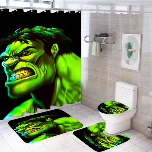 Marvel Hulk Art 4Pcs Bathroom Set Shower Curtain