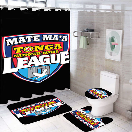 Mate Ma'A League Logo Black 4Pcs Bathroom Set Shower Curtain