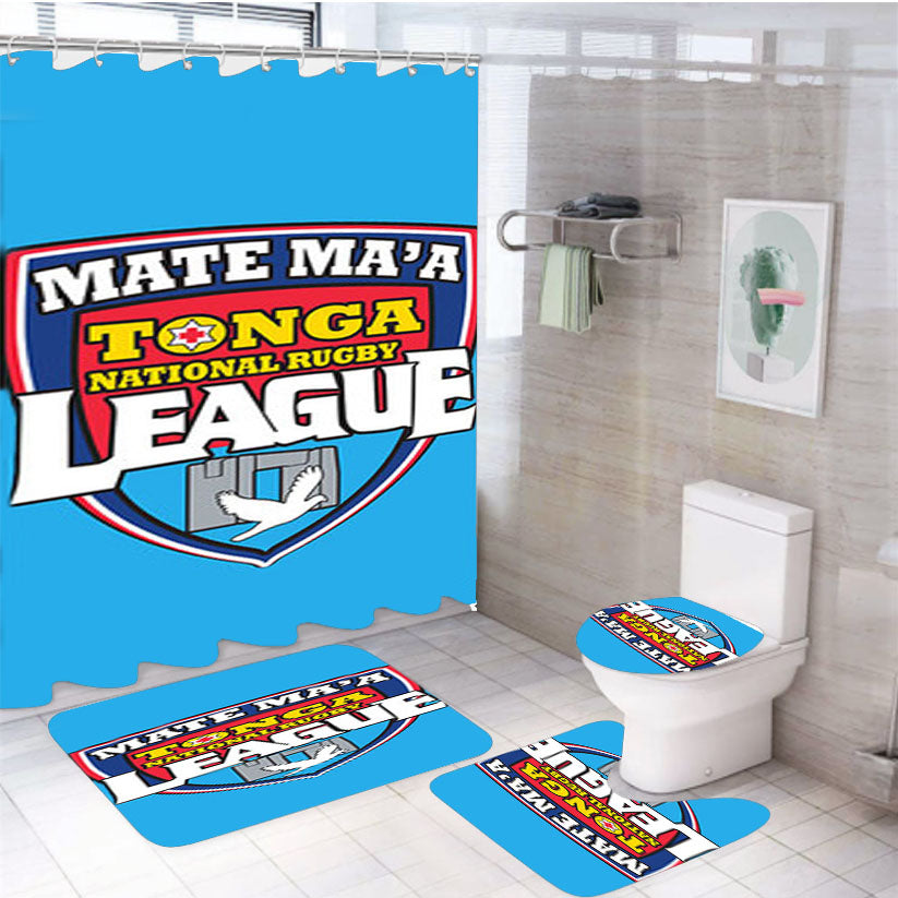 Mate Ma'A League Logo Blue 4Pcs Bathroom Set Shower Curtain