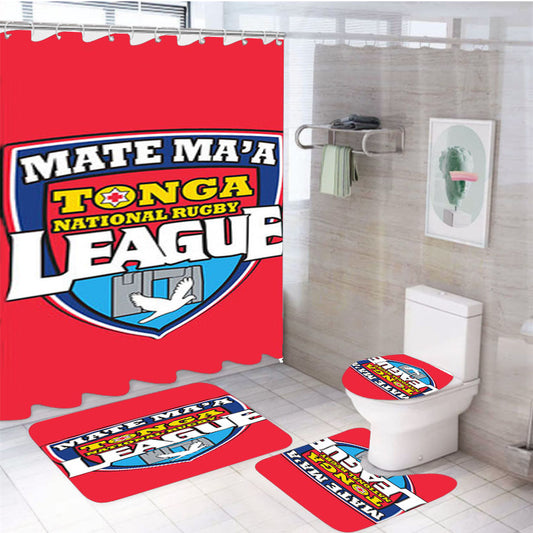 Mate Ma'A League Logo Red 4Pcs Bathroom Set Shower Curtain