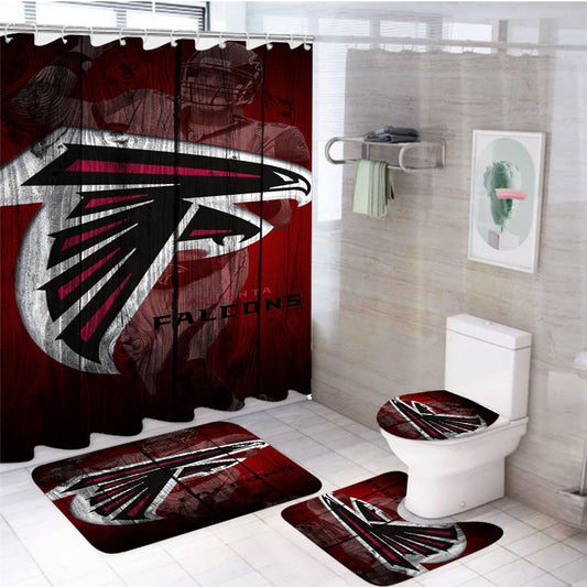 Matt Ryan Falcon Logo Wood Wallpaper 4Pcs Bathroom Set Shower Curtain