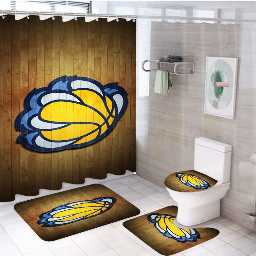 Memphis Grizzlies 3 4Pcs Bathroom Set Shower Curtain