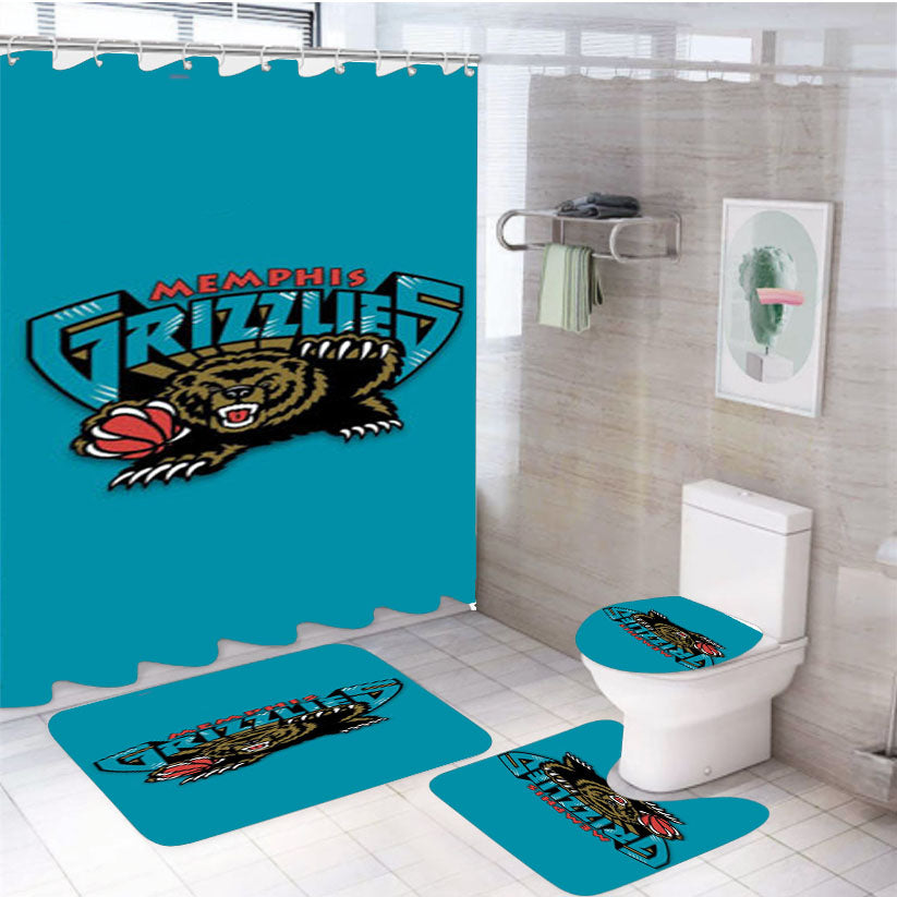 Memphis Grizzlies Bear 4Pcs Bathroom Set Shower Curtain